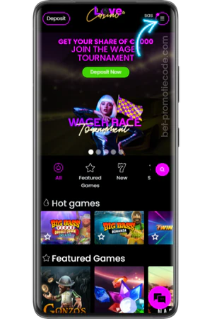 Love Casino officiële website homepage mobiel scherm