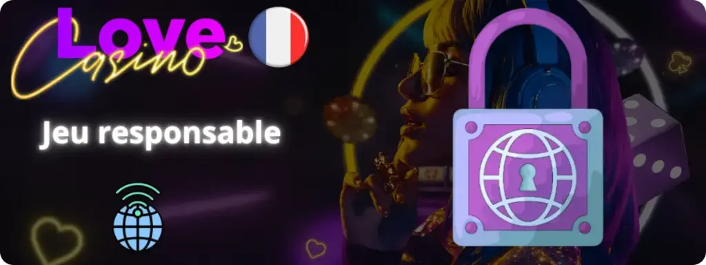 Bannière Love Casino consacrée au jeu responsable et à l’accès international