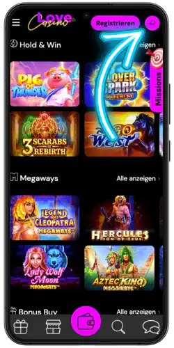 LoveCasino login Offizielle Website besuchen